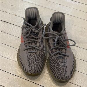 Yeezy Boost Gray and Orange Sneakers
